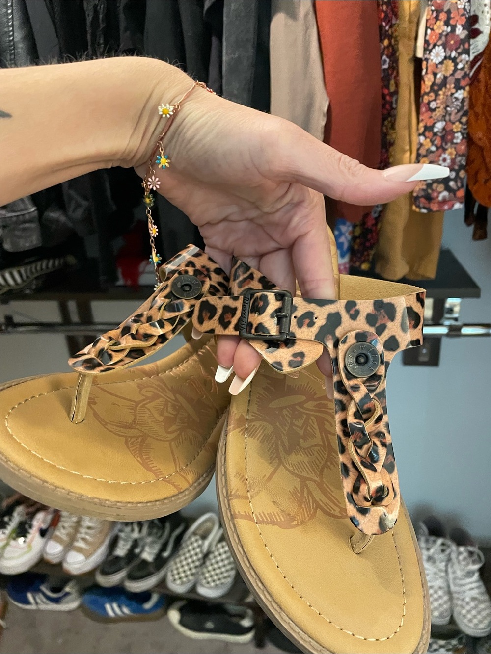 Blowfish Leopard Print T-Strap Sandals - Brown